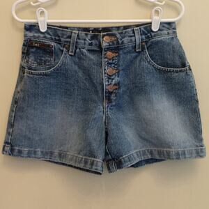 l.e.i. Jeans Exposed Button Fly High Rise Denim Shorts size 9